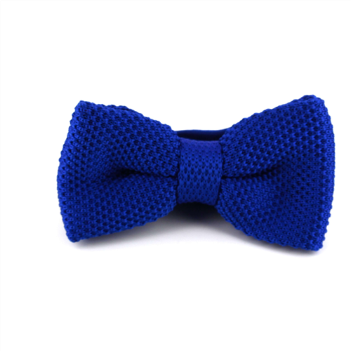 Solid Blue Knit Bow Tie