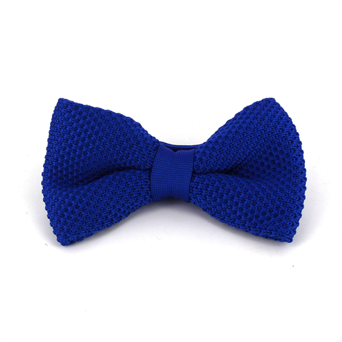 Solid Blue Knit Bow Tie
