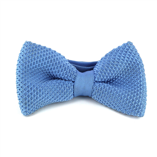 Light Blue Solid Knit Bow Tie