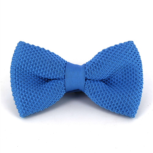 Light Blue Solid Knit Bow Tie