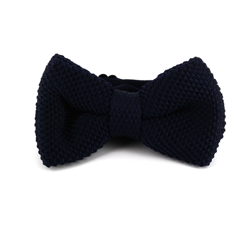 Dark Blue Solid Knit Bow Tie