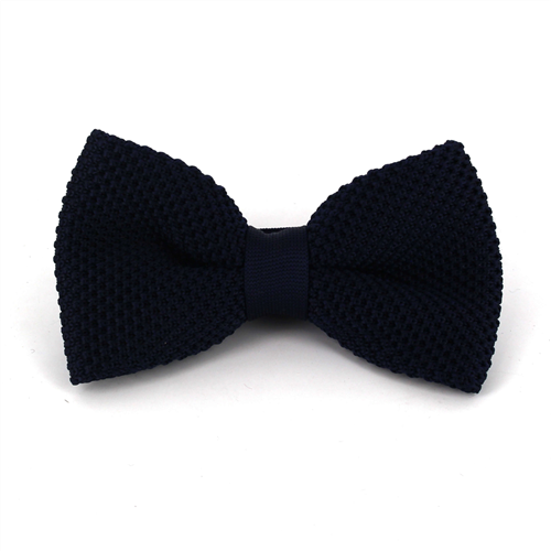 Dark Blue Solid Knit Bow Tie