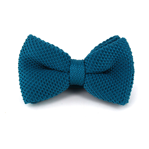 Solid Turquoise Knit Bow Tie