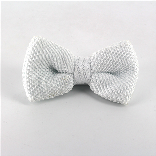 White Solid Knit Bow Tie