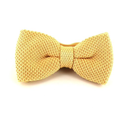 Champagne Solid Knit Bow Tie