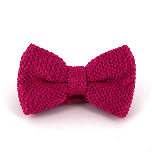 Solid Fuchsia Knit Bow Tie