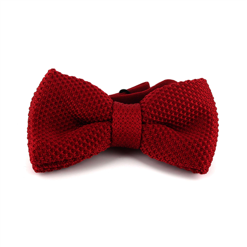 Solid Burgundy Knit Bow Tie