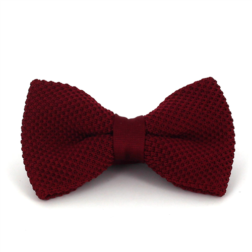 Plain Burgundy Knitted Bow Tie