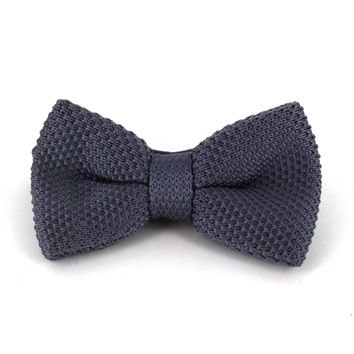 Dark Gray Solid Knit Bow Tie