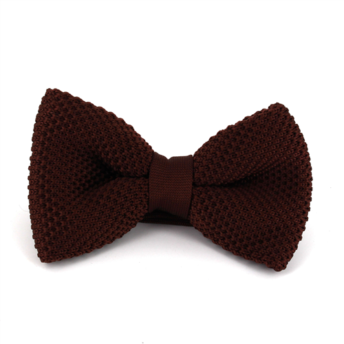 Solid Brown Knit Bow Tie