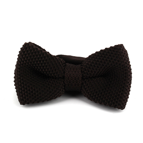 Solid Coffee Brown Knit Bow Tie