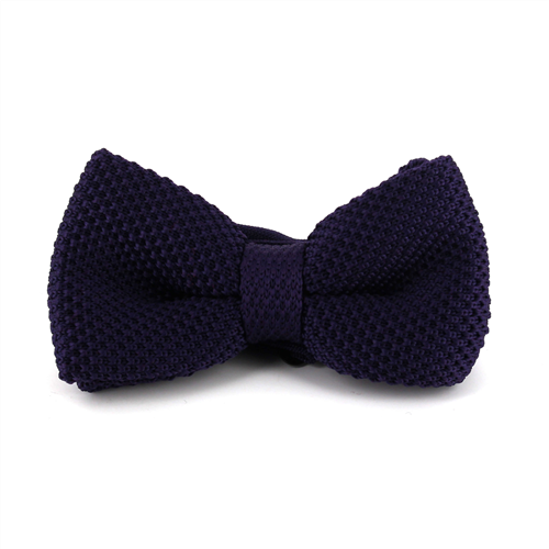 Purple Solid Knit Bow Tie