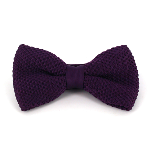 Purple Solid Knit Bow Tie