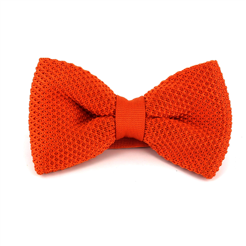 Solid Orange Knit Bow Tie