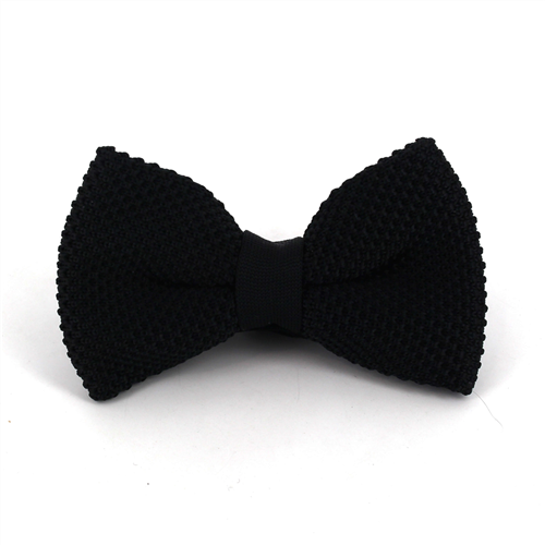 Black Solid Knit Bow Tie