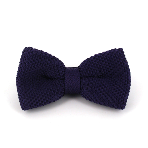 Solid Purple Knit Bow Tie