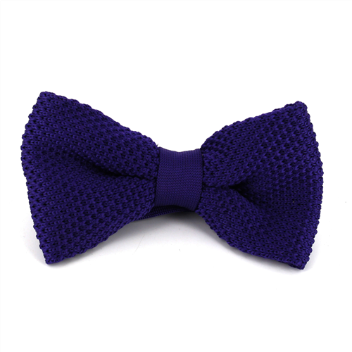 Solid Purple Knit Bow Tie