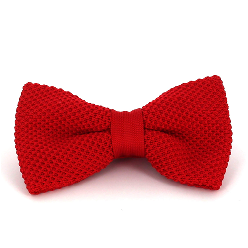 Red Solid Knit Bow Tie