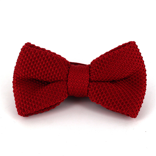 Solid Carmine Red Knit Bow Tie