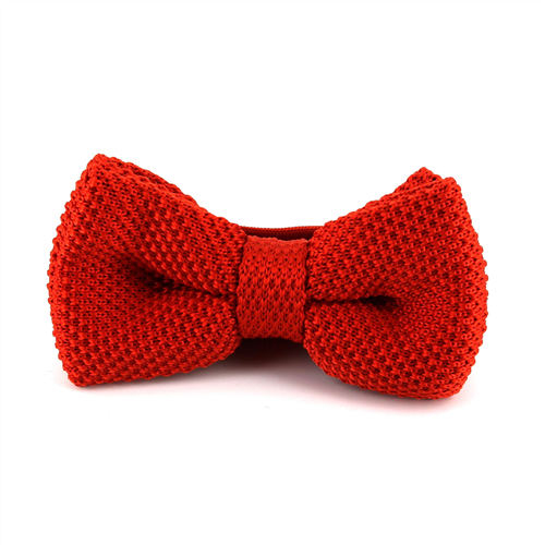 Light Red Solid Knit Bow Tie
