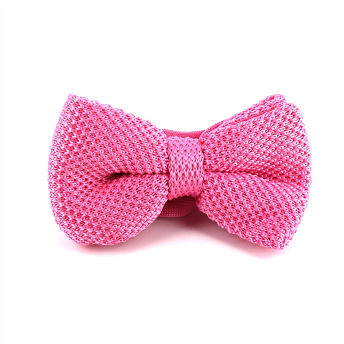 Solid Pink Knit Bow Tie