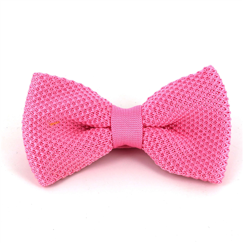 Solid Pink Knit Bow Tie