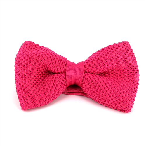 Solid Intense Pink Knit Bow Tie