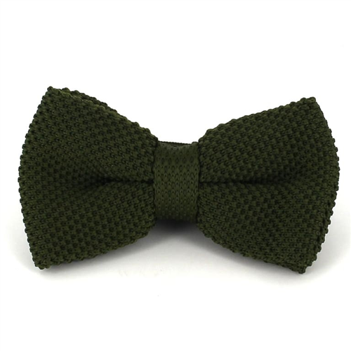 Solid Army Green Knit Bow Tie