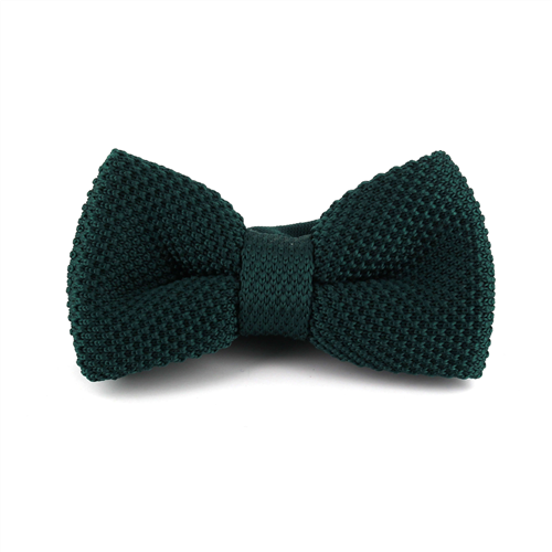 Dark Green Solid Knit Bow Tie