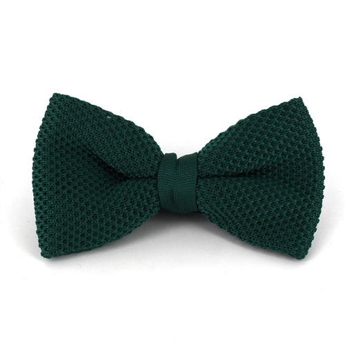 Dark Green Solid Knit Bow Tie