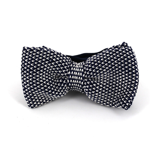 Speckled Blue and White Knit Bow Tie