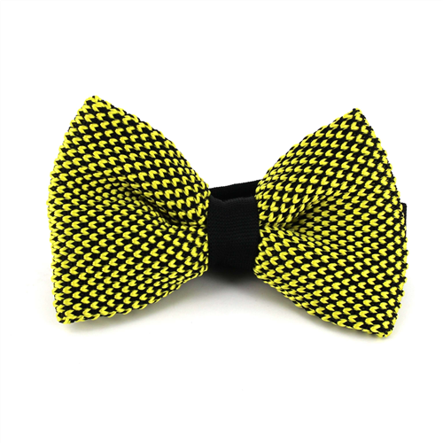 Speckled Black and Yellow Knit Bow Tie