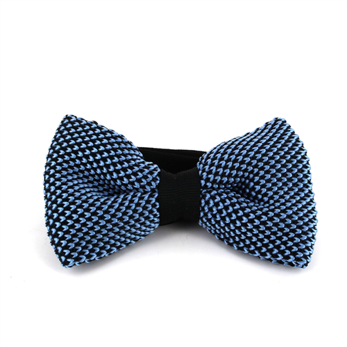 Speckled Black and Blue Knit Bow Tie