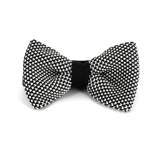 Speckled Black and White Knit Bow Tie