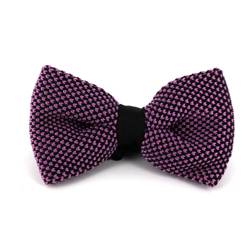 Speckled Black and Lilac Knit Bow Tie