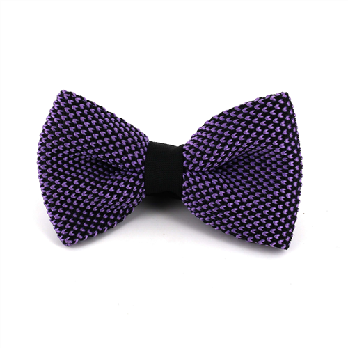 Black and Purple Speckled Knit Bow Tie