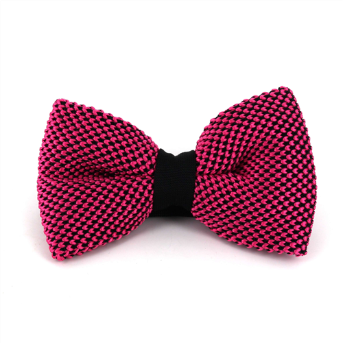 Black and Pink Speckled Knit Bow Tie
