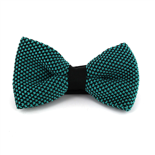 Speckled Black and Turquoise Knit Bow Tie