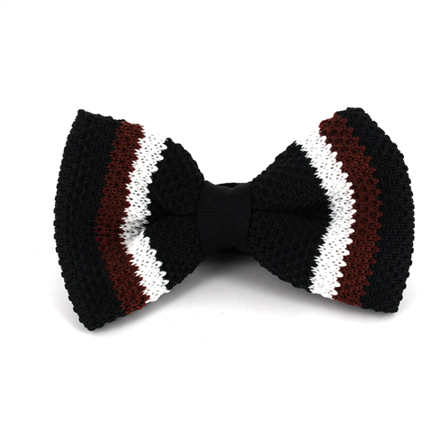 Striped Navy Blue Knit Bow Tie