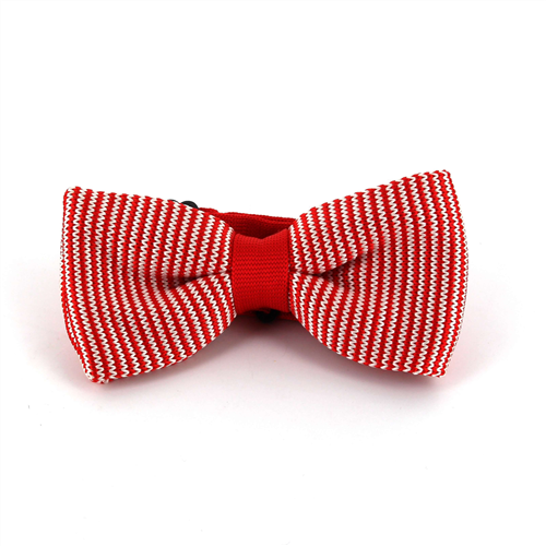 Red and White Striped Knit Bow Tie