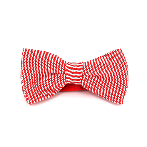 Red and White Striped Knit Bow Tie