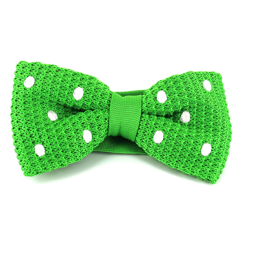 Green Polka Dot Knit Bow Tie
