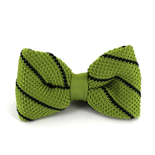 Green Knit Bow Tie with Black Stripes
