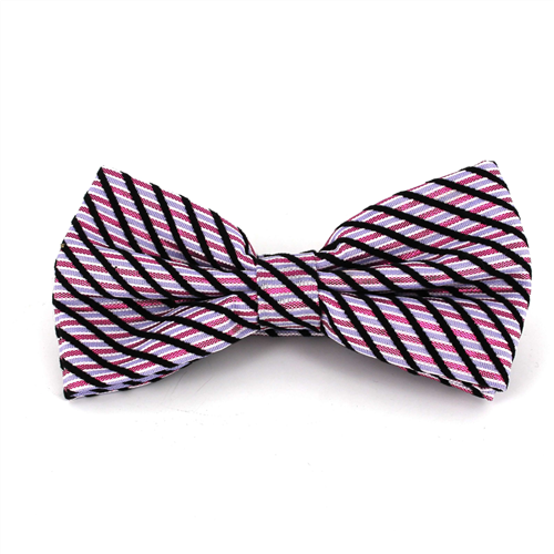 Bright Fuchsia and Lilac Striped Bow Tie