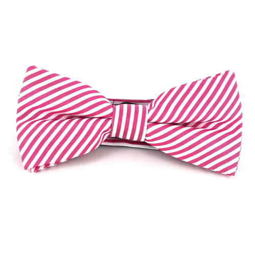 Magenta and White Fine Striped Bow Tie