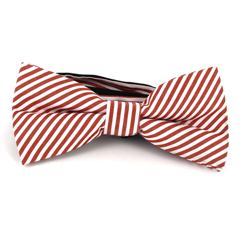 Orange and White Fine Striped Bow Tie
