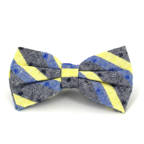 Grey, Blue, and Yellow Striped Bow Tie