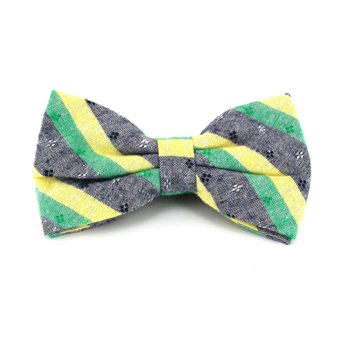Grey, Green, and Yellow Striped Bow Tie
