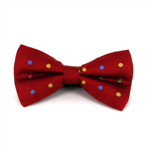 Red Bow Tie with Multicolor Polka Dots