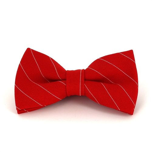 Red Bow Tie with White Stripes